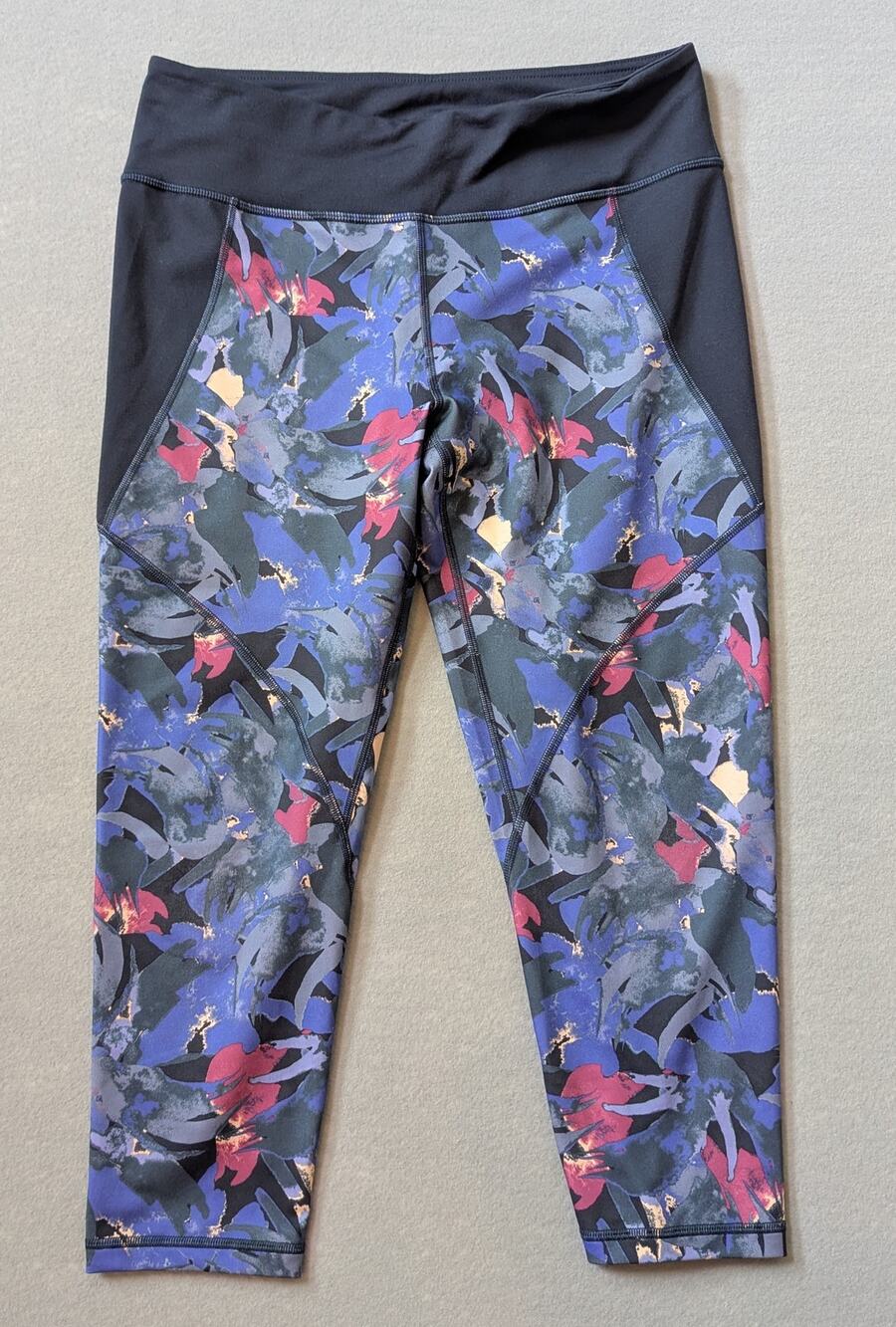 Patagonia Women's Centered Crops Leggings Abstract Jungle Smolder Blue Size L